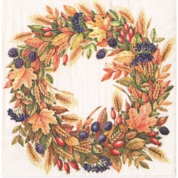 Serwetka do decoupage -1805- jesienny wianek, stoik